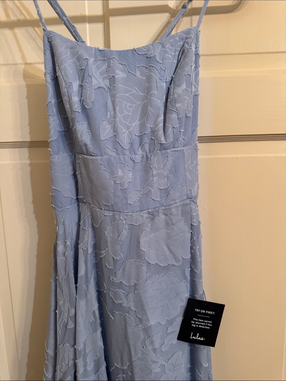 Lulu's Light Blue Lace Maxi Dress with Spaghetti Straps - Picture 2 of 11